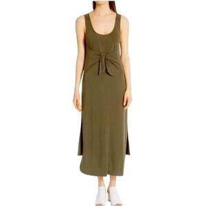 Vince Sleeveless Tie Front Midi Dress